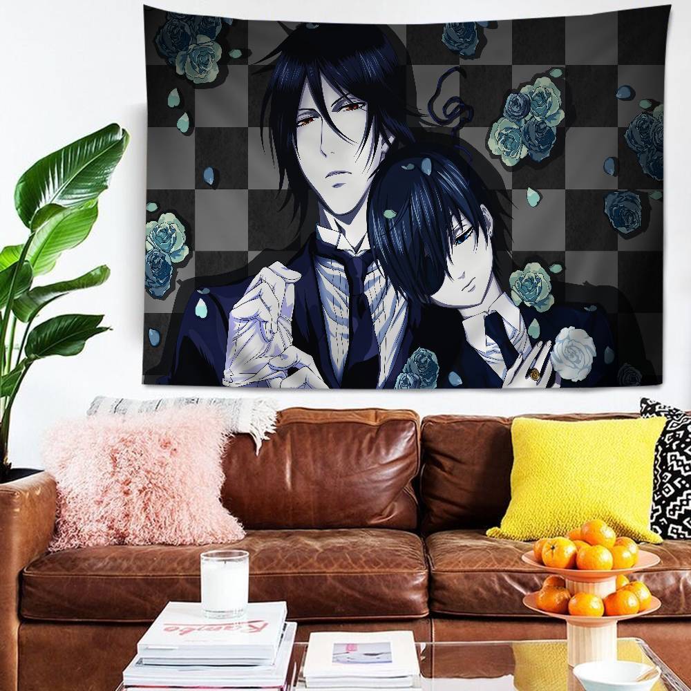 BBlack Anime BButler DIY Wall Tapestry For Living Room Home Dorm Decor Wall Art Decor