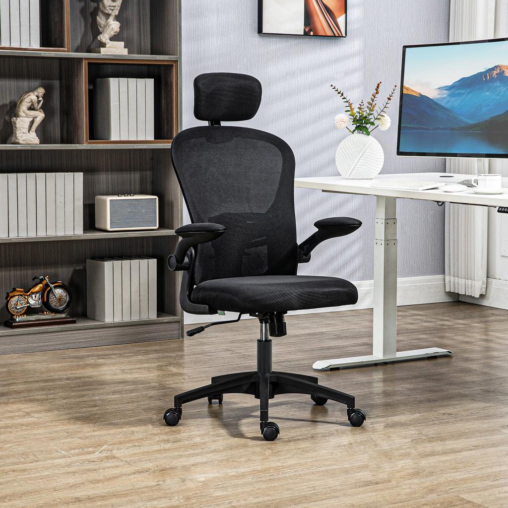 Multi-Adjustable Office Chair, with Lumbar Support, Headrest and Mesh Back - Black