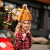 Thanksgiving Turkey Hat - Cartoon Chicken Leg Headband, Gold Velvet Costume for Party or Carnival.