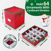 Christmas Ornament Storage Box with Adjustable Dividers 4 Removable Trays Xmas Decoration Storage Box Fits 64 Holiday Ornaments