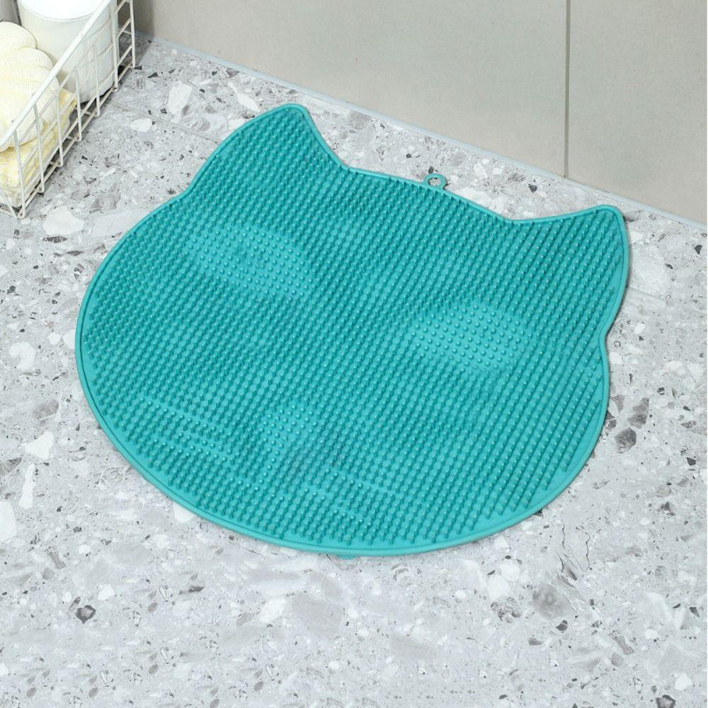 Cat Shaped Bathroom Non Slip Pad Cartoon Floor Mat Shower Foot Scrubber Mat  Washroom