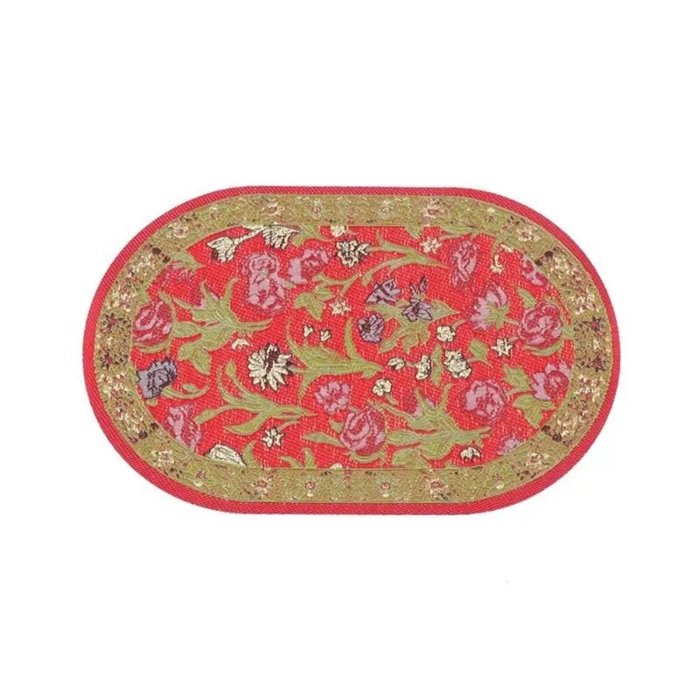 1:12 Scale Dollhouse Carpet Playing House Decor Floor Coverings Floral Pattern Mat Doll Accessories Miniature Weaving Rug