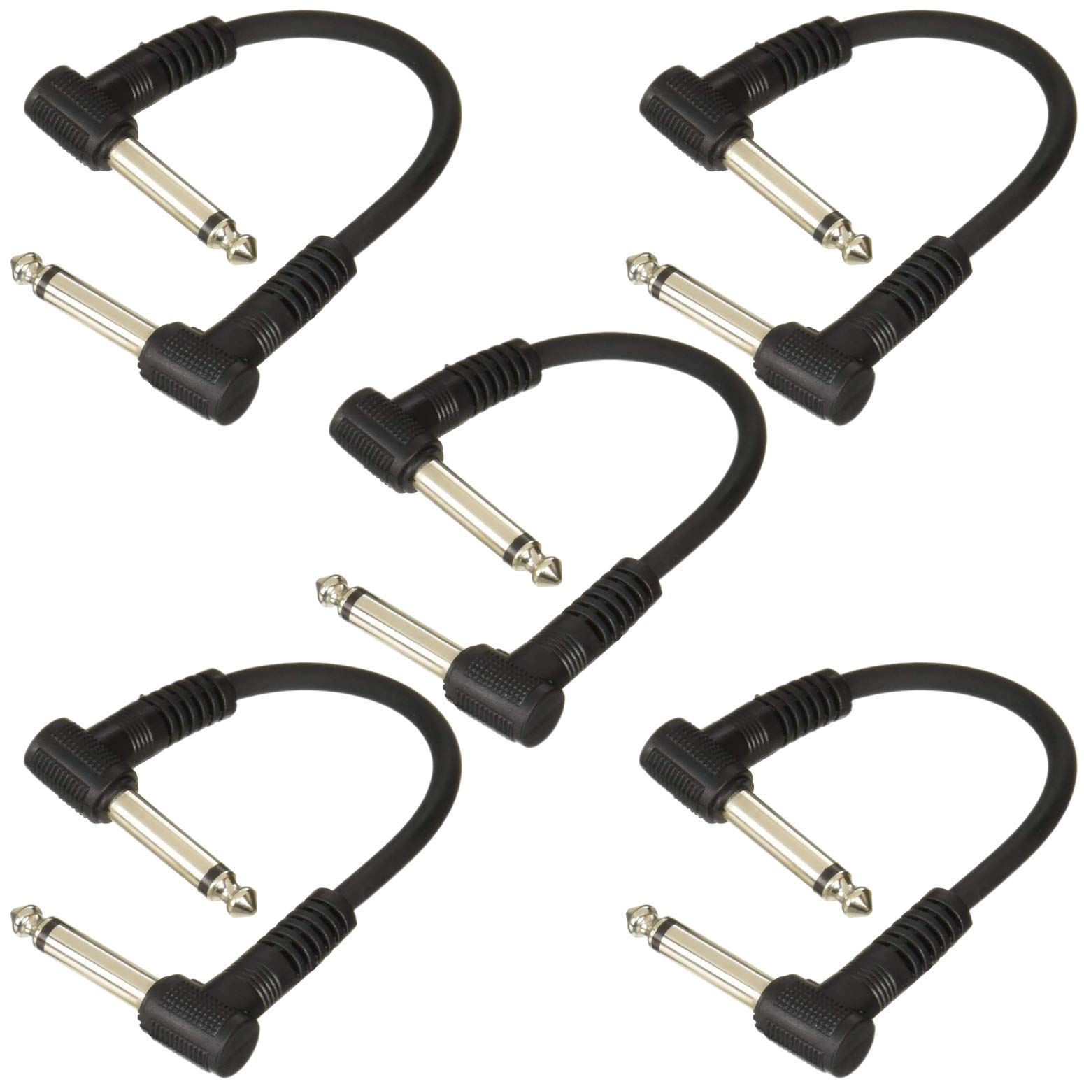 

[Set of 5] Kikutani P-15 Black Patch Cables, 15cm (LL), 5mm Diameter