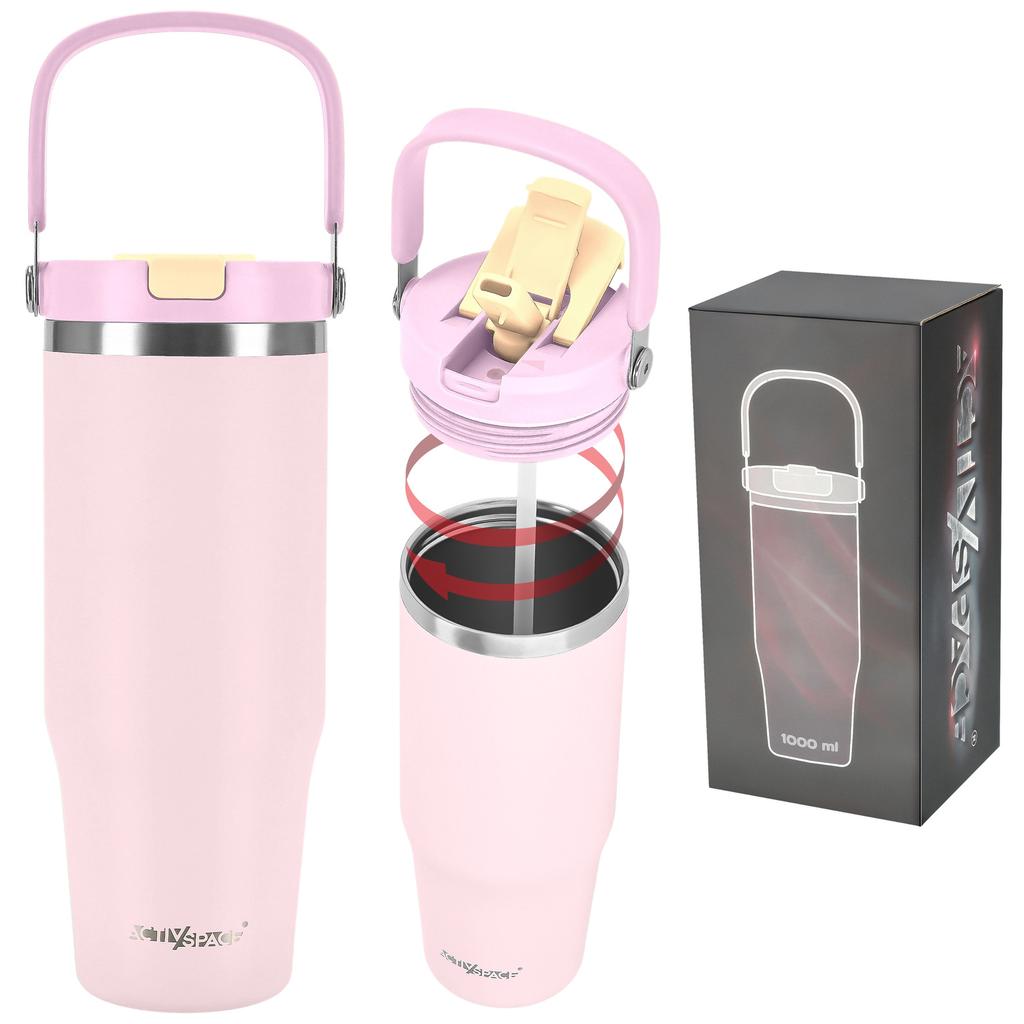 Thermal Mug With Straw Lid For Coffee Tea, Leakproof