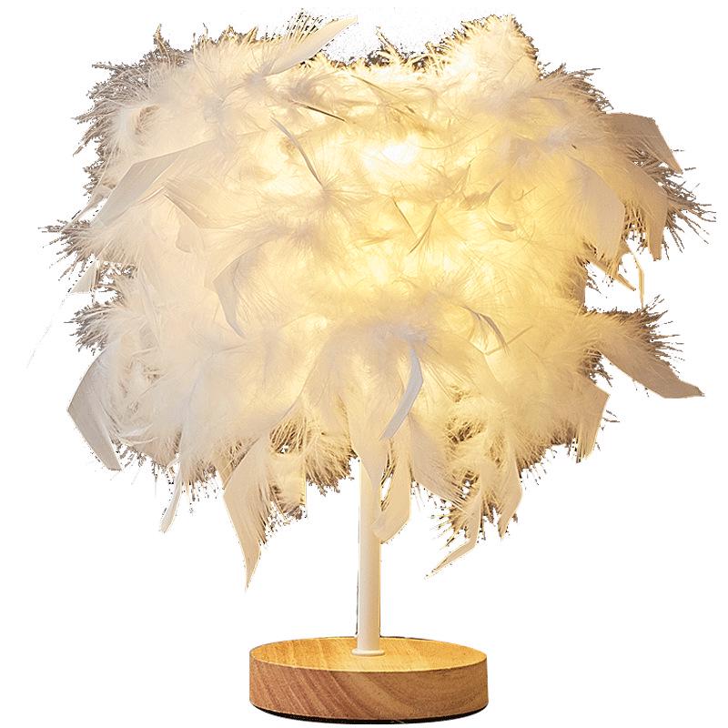 Nordic Luxury Feather Table Lamp - Elegant Bedroom Bedside Light, Creative Gift, Night Light Décor.