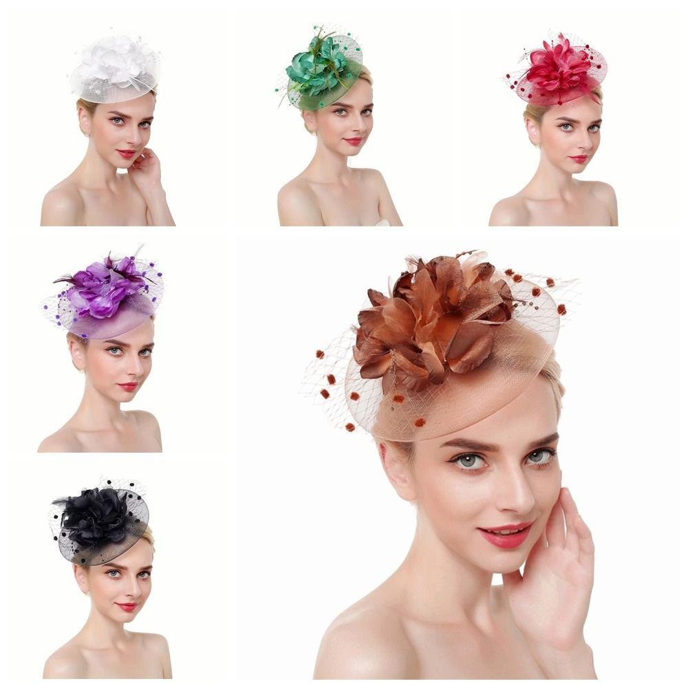Feathers Mesh Fascinator Hat Elegant Bride Headdress Fashion Veil Hat Headwear  Wedding