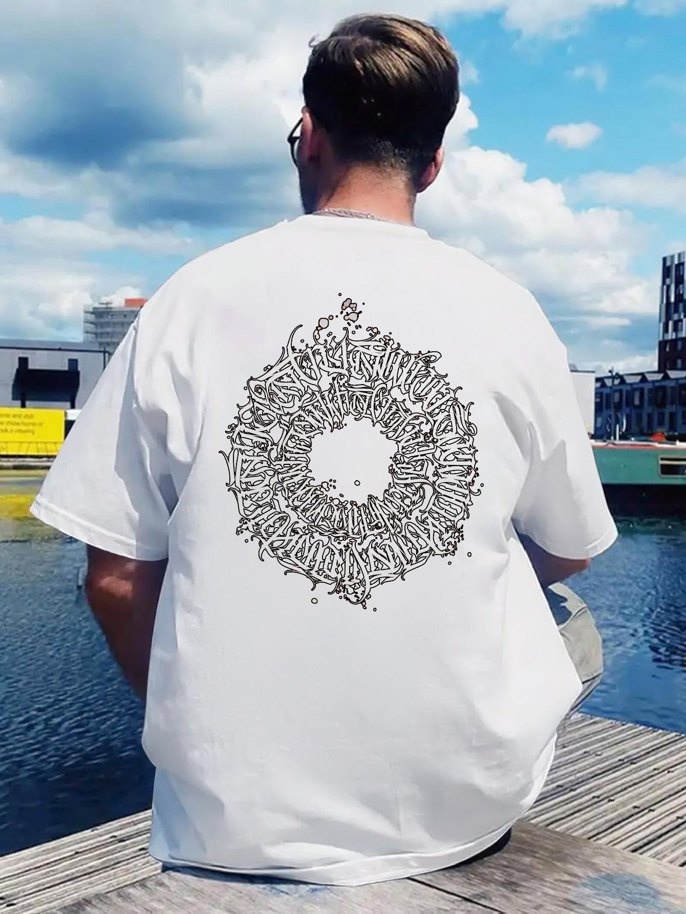 A T-shirt with a Back Print That Features a Moebius Strip Element S
