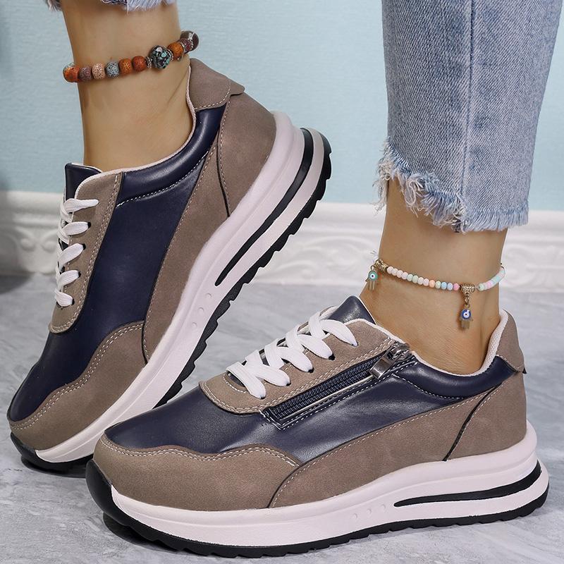 Fashion Fashion Women Sneakers Lace Up Comfortable Women Shoes 2025 Zipper Decor Platform Sneakers Woman Non Slip Plus Size Sports Shoes