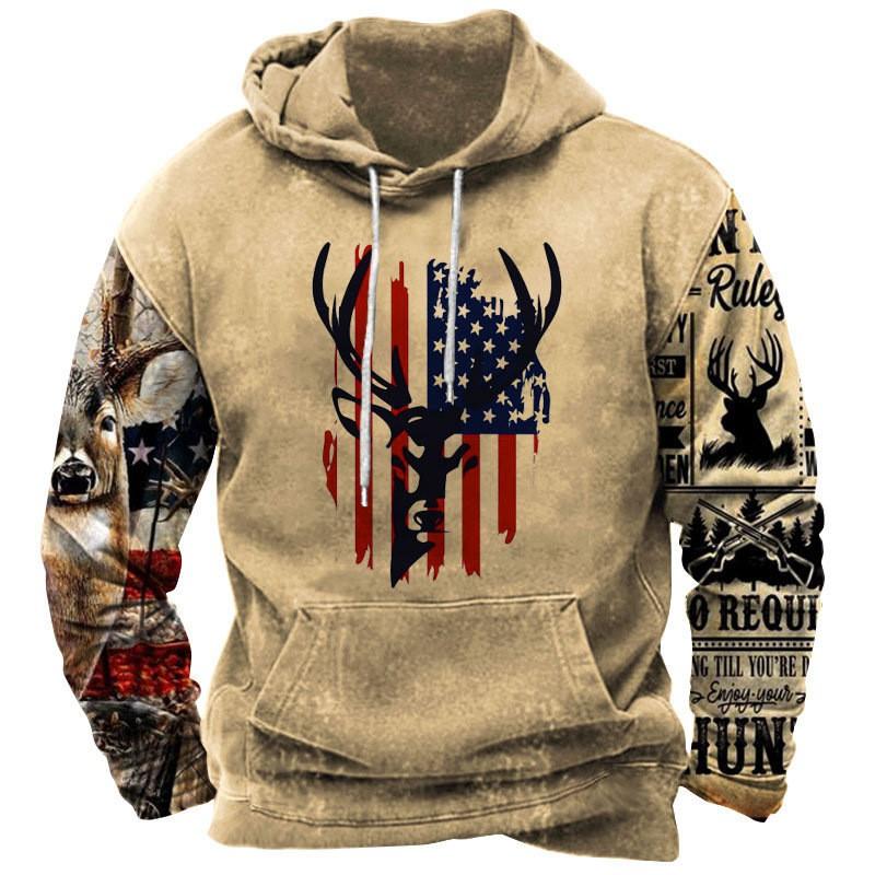 Mens Casual Fleece Hoodie 3D Print Sports Sweatshirt Loose Fit Youth