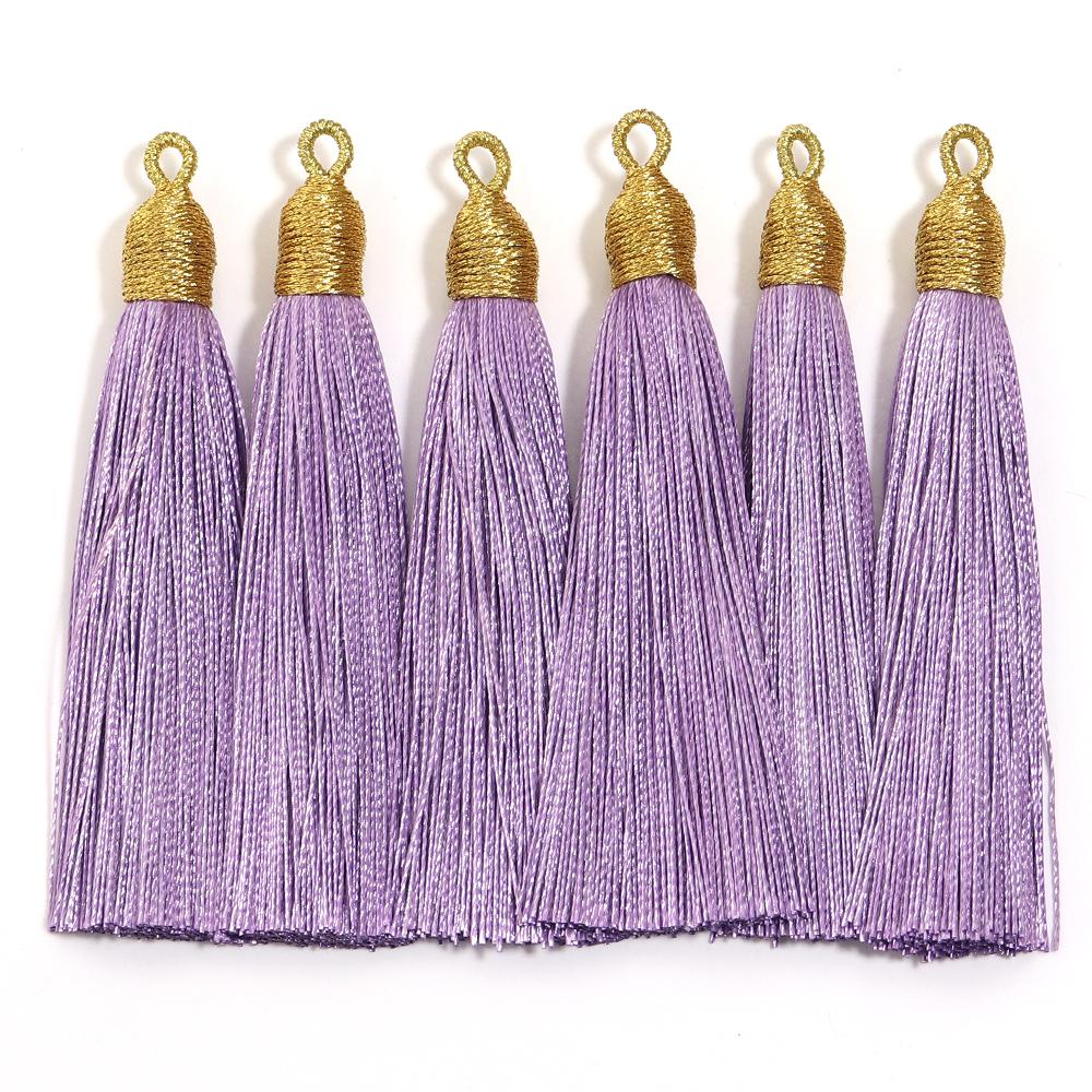 6pcs/Lot 85mm Gold Color Head Tassel Fringe Handmade Polyester Silk Tassel with Hanging Loop Bookmark Jewelryy Making Bookmark