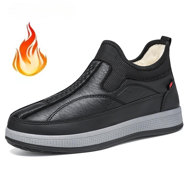 2025 Cotton Shoes Men's Winter Outdoor Casual Warm Slip-On Boots Plush Lined Comfortable Shoes Men Boots