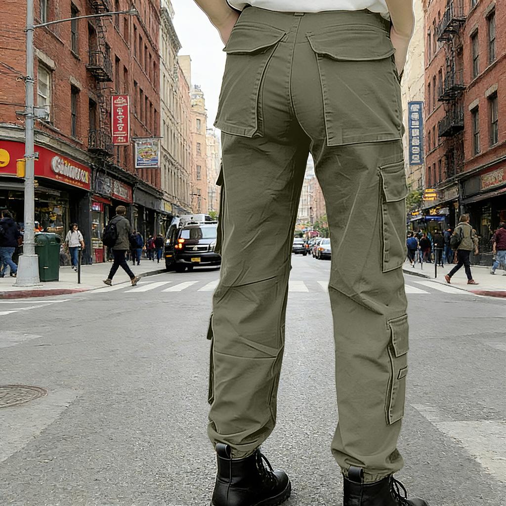 Damen-Arbeitshose mit farbiger Tasche, lässig und modisch, vielseitige Hose