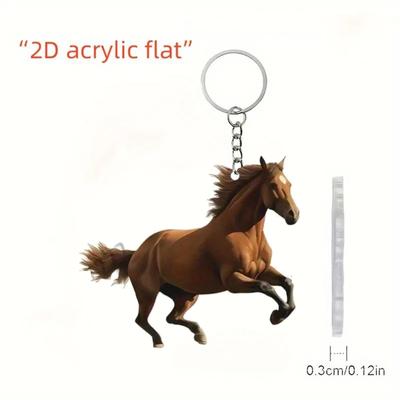 2D Acrylic Flat Flower Pig Car Keychain Backpack Pendant Decoration