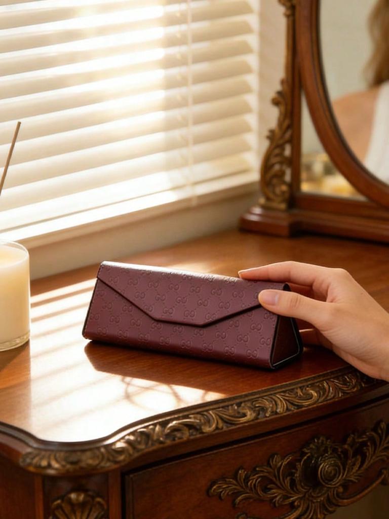 Gucci GG Embossed Leather Glasses Case
