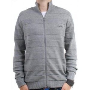 Pull Quiksilver Homme Kkmpu293 Light Grey - M - Gris - 100% coton - Fermeture éclair