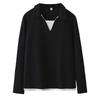 2026 Spring Plus Size Women's Long Sleeve Color Block 2-in-1 Cotton T-Shirt Slimming Top