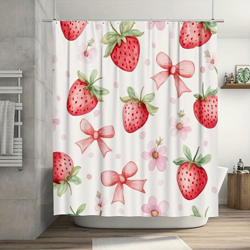

1Pc Watercolor Strawberry Pattern Shower Curtain, Durable Polyester, Easy Clean, For Bathroom & Bathtub Decor W60H190(CM)-1 Pcs