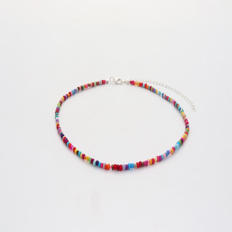 Collier bohème en perles de riz colorées fait main - Style européen et américain, accessoire de mode polyvalent