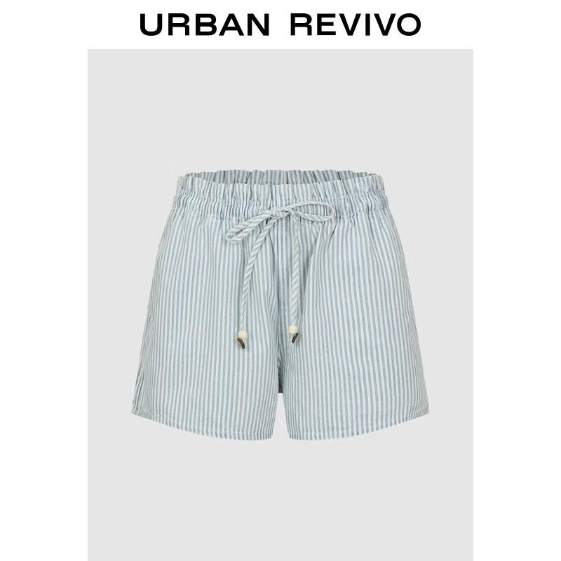 UR2026 Women s Color-block Stripe Beaded Drawstring Casual Shorts 27