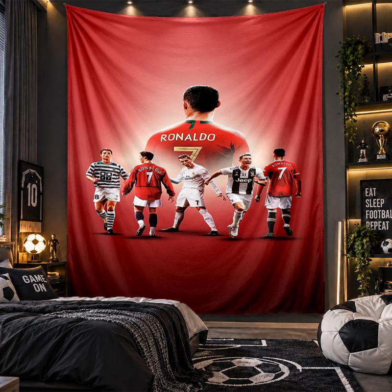 Tapisserie murale Tissu imprimé Cristiano Ronaldo pour salon chambre décoration de la maison