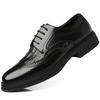 Autumn and winter casual leather shoes men's velvet leather business dress Brock engraved British style groom wedding cotton shoes