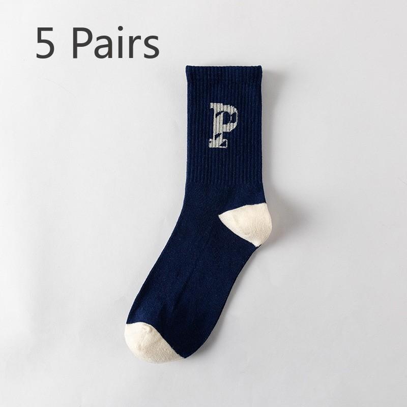 

5 пар мужских и женских весенних модных однотонных спортивных полосатых хлопковых носков средней длины 5 Pairs