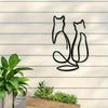 Simple Lines Art Metal Wall Decor Geometric Animal Cat Love Theme Mural