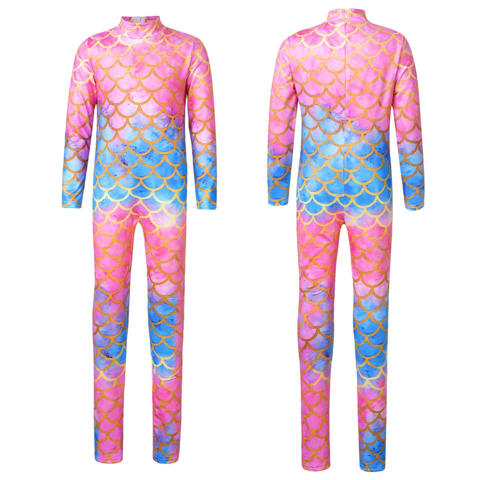 

Гімнастичні купальники для дівчаток з довгим рукавом, комбінезон з русалкою, боді, комбінезони, танцювальні, балетні, байкерські комбінезони 9-10 Years