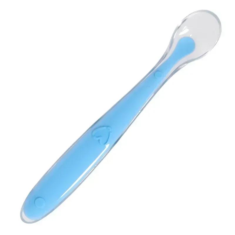 

1pcs Silicone Spoon for Baby Infant Feeder Spoons for Children Kids Soft Safety Feeding Spoons BPA Free Baby Utensils Flatware синий