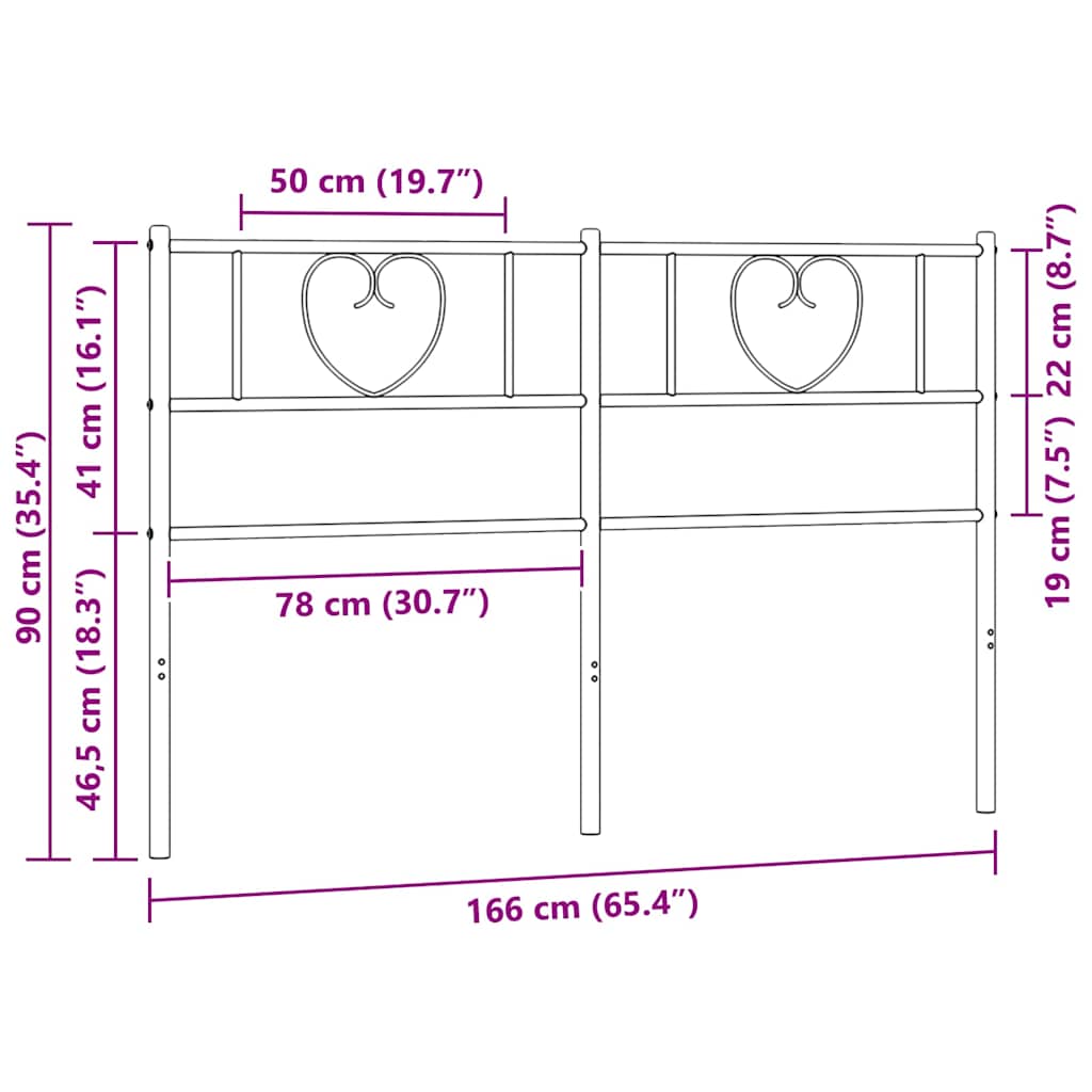 Vidaxl Metal Headboard, Black, 160 Cm
