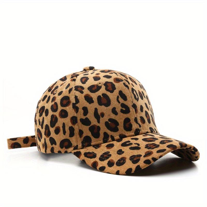 Leopard Print Suede Baseball Cap for Men and Women Stylish Curved Brim Outdoor Sun Protection Sun Hat Adjustable Retro Style