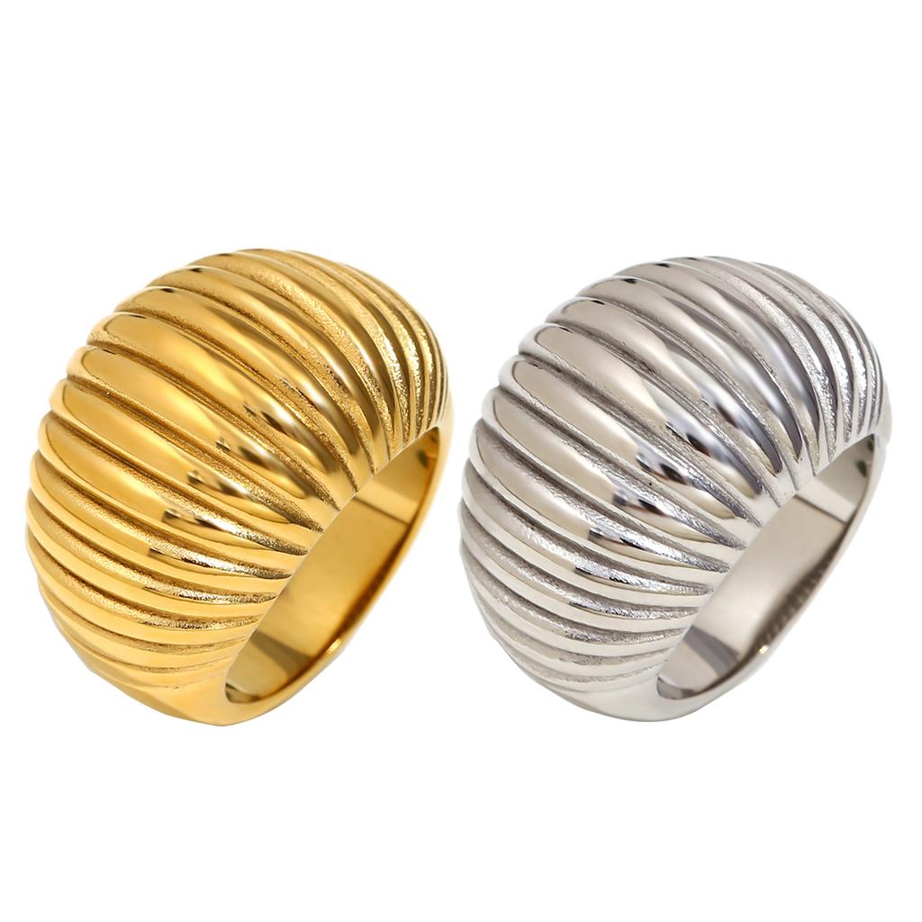 Edelstahlring mit Fettbrot-Design Chic Gold- oder Silberplattierter Edelstahlring-Anhänger für moderne Frauen