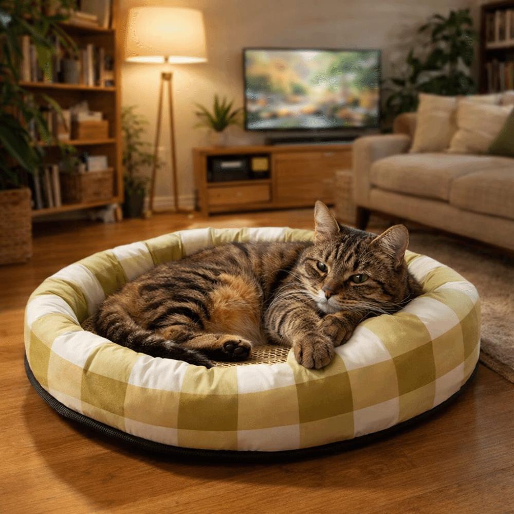 Round Cat Cooling Mat Cartoon Pattern Breathable Dog Sleeping Bed Wear Resistant Thickened Sponge Pet Ice Mat Summer