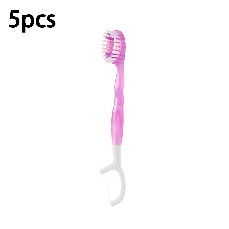 Bursting Bead Toothbrush Disposable Portable 5-in-1 Soft Bristle Dental Floss And Toothpick
