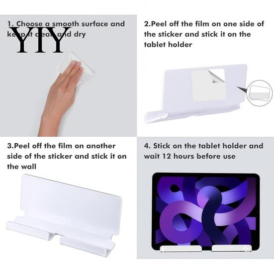 Clear Acrylic Wall Stand Tablet Mount Holder, Universal Mounted Smartphone Stand, Smooth Surface Phone Holder Cable And Charging Hole Organizer