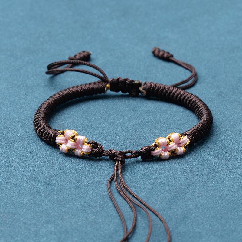 Ręcznie robiona tkana bransoletka z węzłem brzoskwiniowym na sznurku - DIY Szczęśliwy jadeitowy sznurek pleciony ręcznie w stylu chińskim