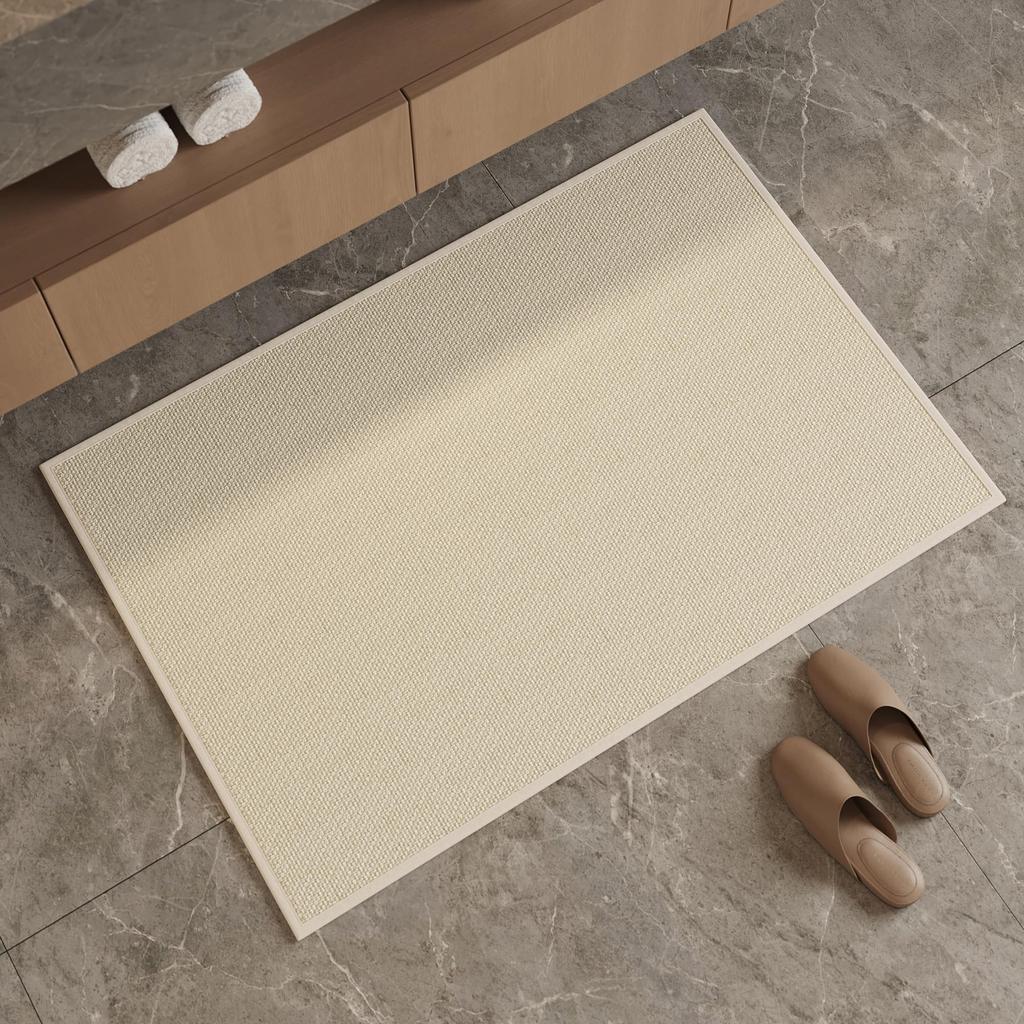 Rubber Non-Slip Quick Dry Absorbent Thin Bathroom Rugs Fit Under Door Bathroom Floor Mats-Shower Rug for In Front of Bathtub, Sink