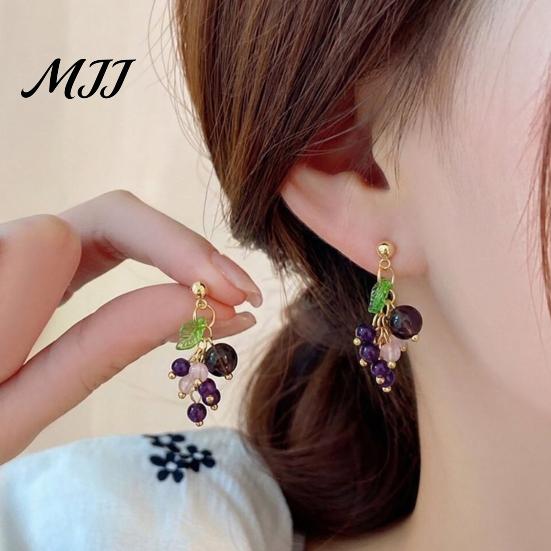Elegant Earrings for Dates 1 Pair Grape Earring Women, Cute Fruit Dangle Drop Earrings, Pastoral Style Accessories 3D Purple Shaped Summer Jewelry