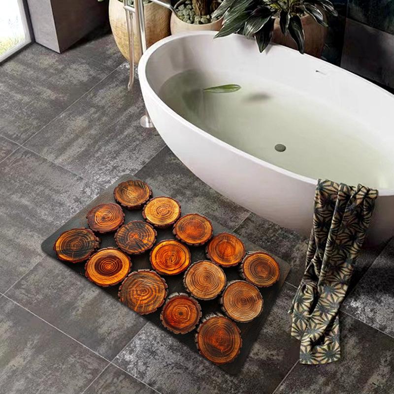

Коврик для пола в ванной с 3D-визуальным рисунком под дерево, впитывающий воду, устойчивый к грязи, износостойкий коврик для ног в ванной, ворсистый коврик из дерева 60 * 90cm
