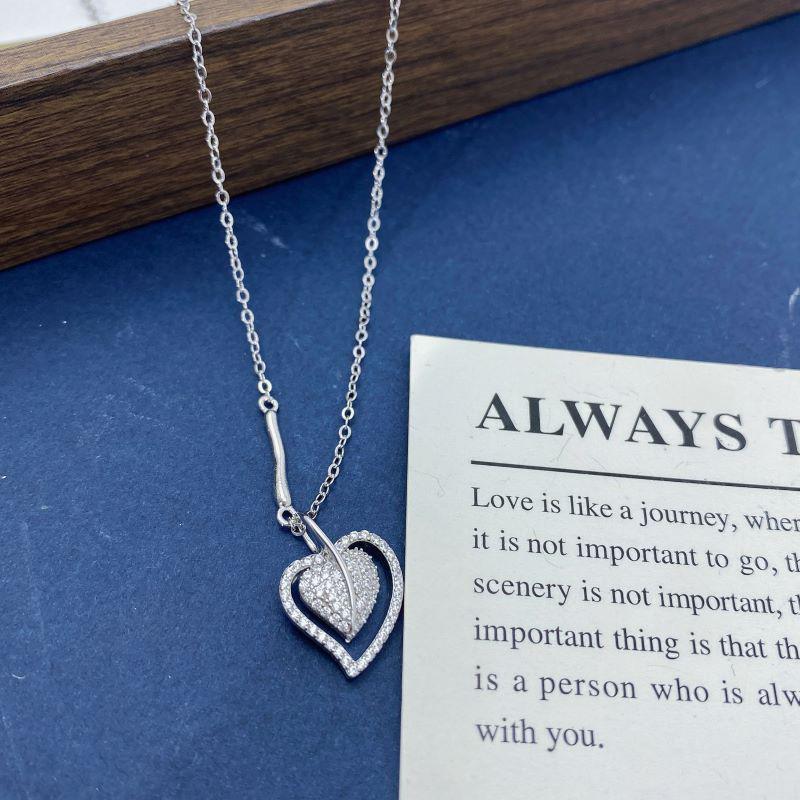 Stylish S925 Sterling Silver Leaf Heart Necklace for Women S925 Silver