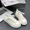 6 Platform Canvas Shoes Women's Round Head White Shoes Versatile Thin College Lace-up Summer New Models