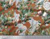 Soimoi Japan Crepe Satin Fabric Leaves,Floral & Elephant Animal Printed Craft Fabric by the metre 42 Inch
