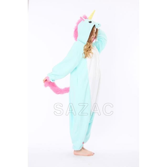 Pyjama kigurumi sazac la licorne - bleu - taille unique - adulte
