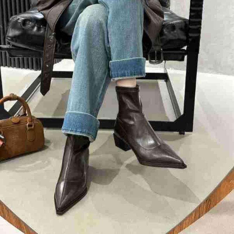 Pointed Short Boots Women's 2025 Autumn and Winter New Women's Boots Thick Heel Boots Short Boots Thin Boots Martin Boots Knight Boots