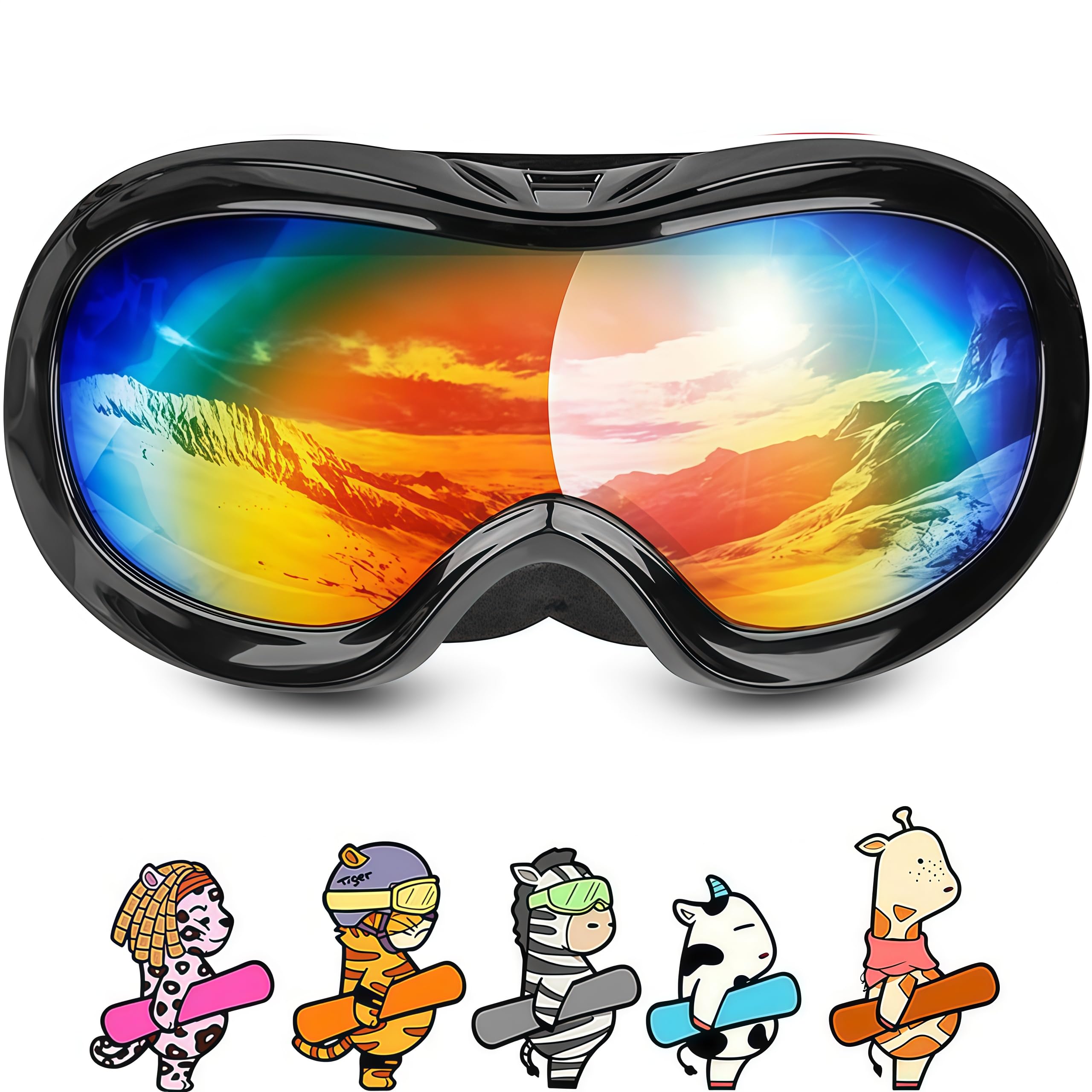 

Ski and Snow Snowboard Wide Field of UV OTG Glasses Windproof and Impact Unisex [chfeng] Goggles, Goggles, 180° View, Protection, Dual-Layer Lenses, чёрный