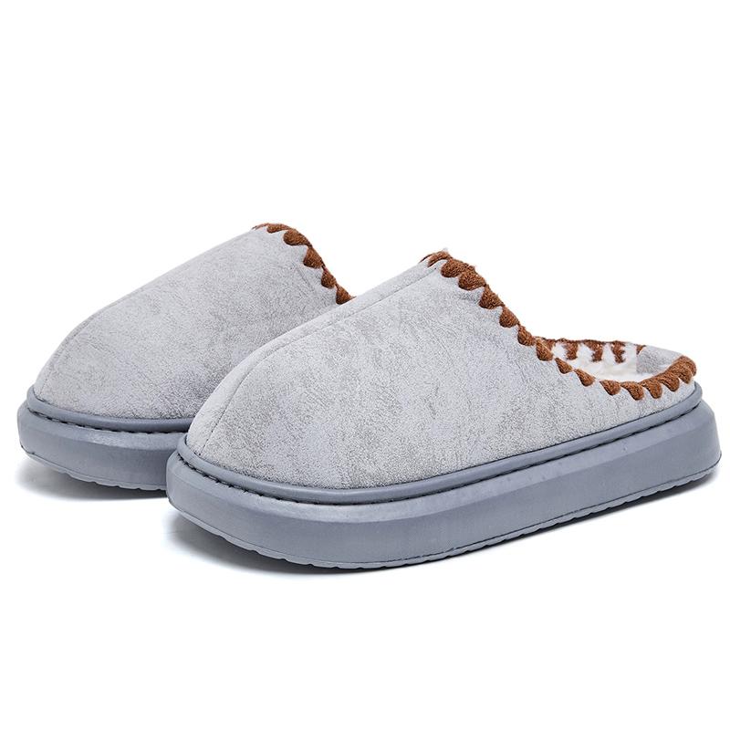Fashion Fashion Faux Suede Plush Slippers Women Non Slip Platform Cotton Slippers for Woman Indoor Fur Warm House Fur Slides Mujer