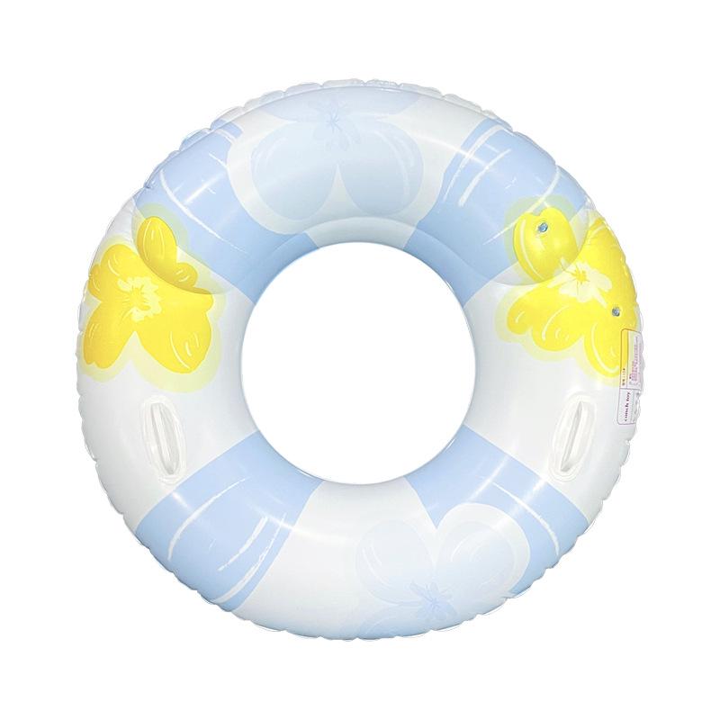 Eco-friendly Retro Flower Inflatable Swimming Ring - Thickened Beginner Pool Float for Summer Outdoor Water Play