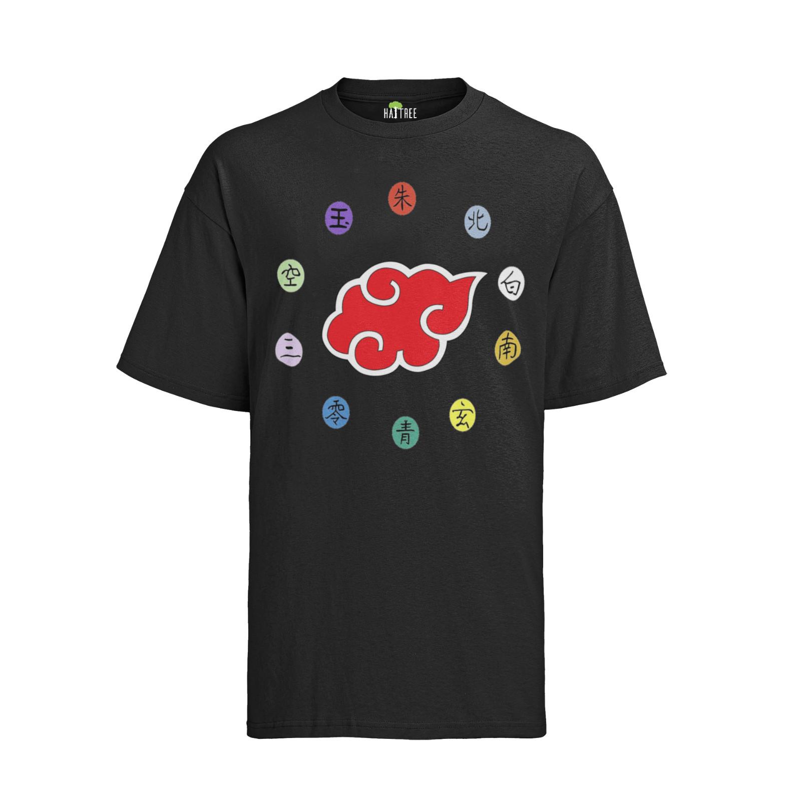 

Naruto Akatsuki Logo Rote Wolken und Ring Zeichen Symbole Anime T-Shirt Mens Womens Tees Top Herren 2XL