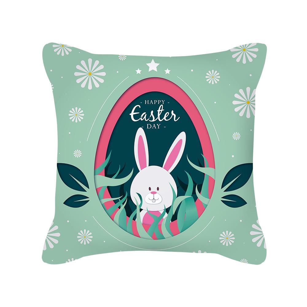 Green Easter Pillow Cover Ins Rabbit Easter Egg Cushion Cover Home Decoration Supplies Pillow Cover