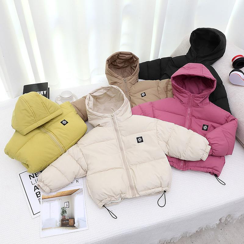 Kinder Baumwolljacke mit Fleece für Jungen und Mädchen mit Kapuze dicker Mantel Kinder Reißverschluss Baumwolljacke